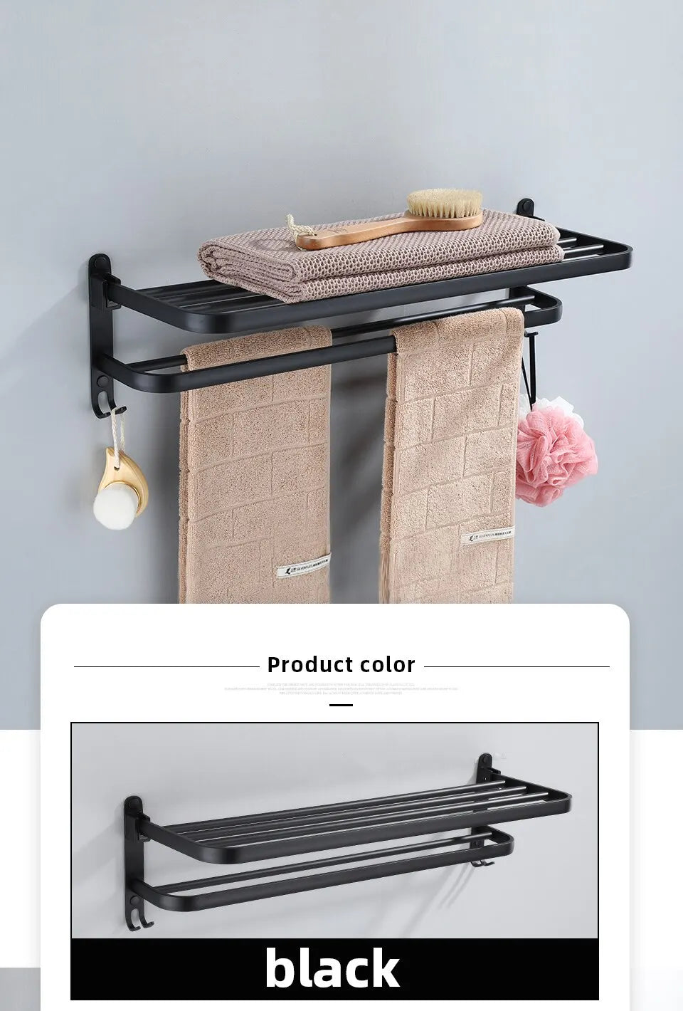 Onyx Duo – Premium Foldable Towel Rack Sophistication and Functionality for Your Space