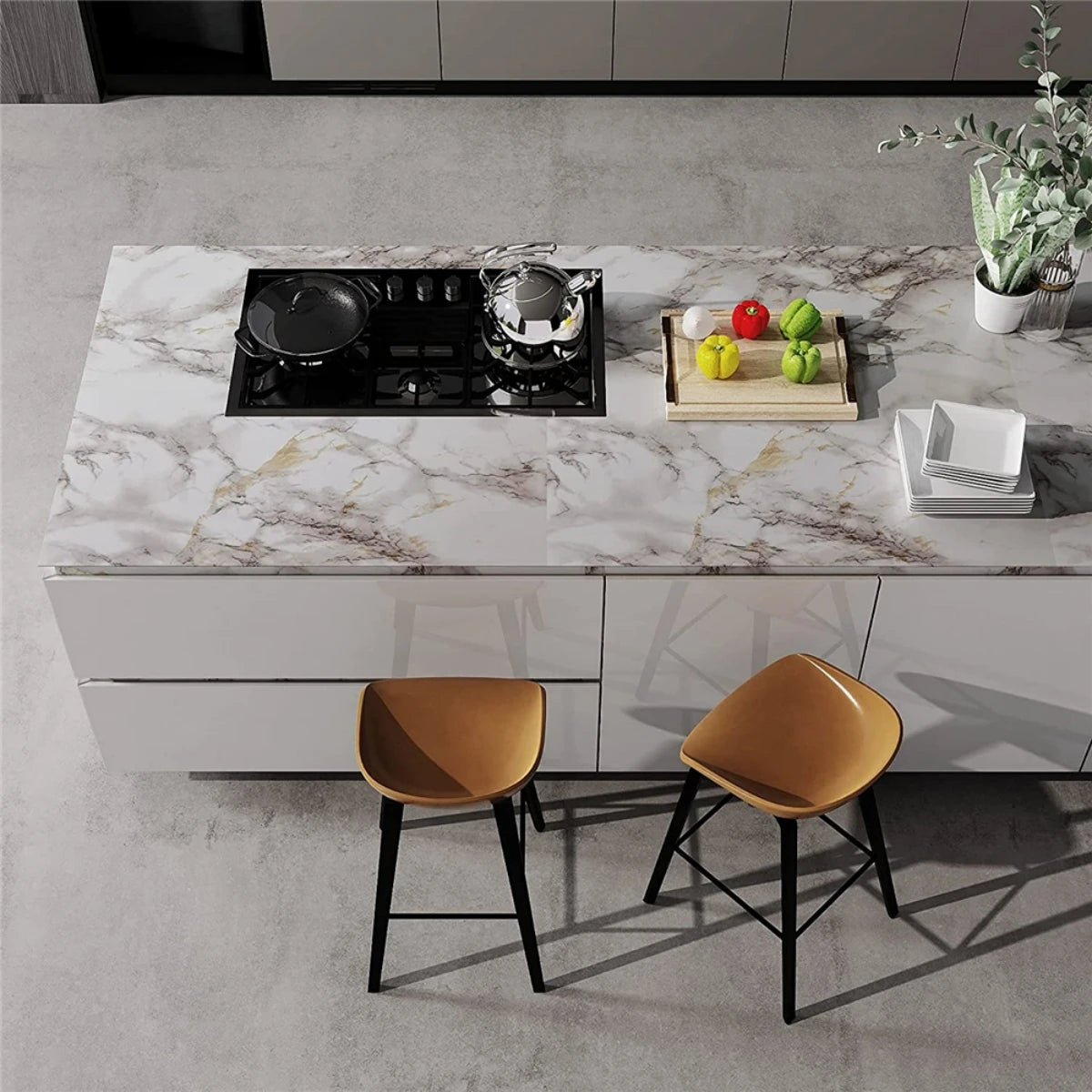 Marble Kitchen Oil-Proof Film Stove Waterproof Moisture-Proof Self-Adhesive Wallpaper Countertop Cabinet Renovation Tile Sticker