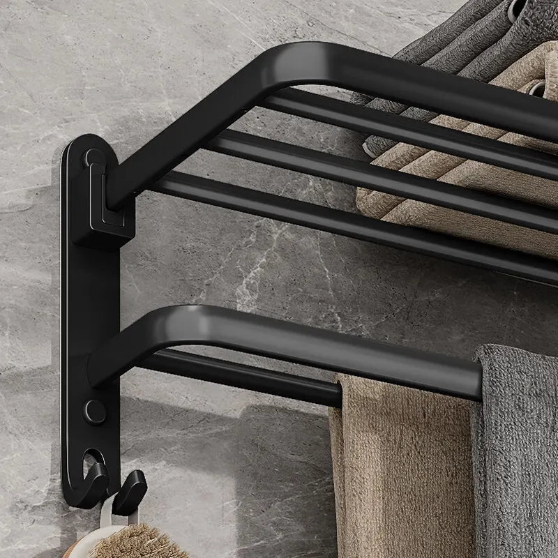 Onyx Duo – Premium Foldable Towel Rack Sophistication and Functionality for Your Space