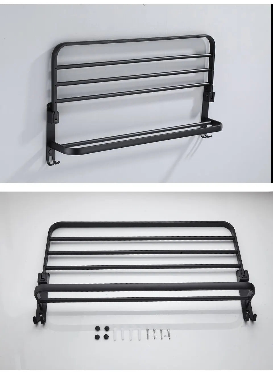 Onyx Duo – Premium Foldable Towel Rack Sophistication and Functionality for Your Space