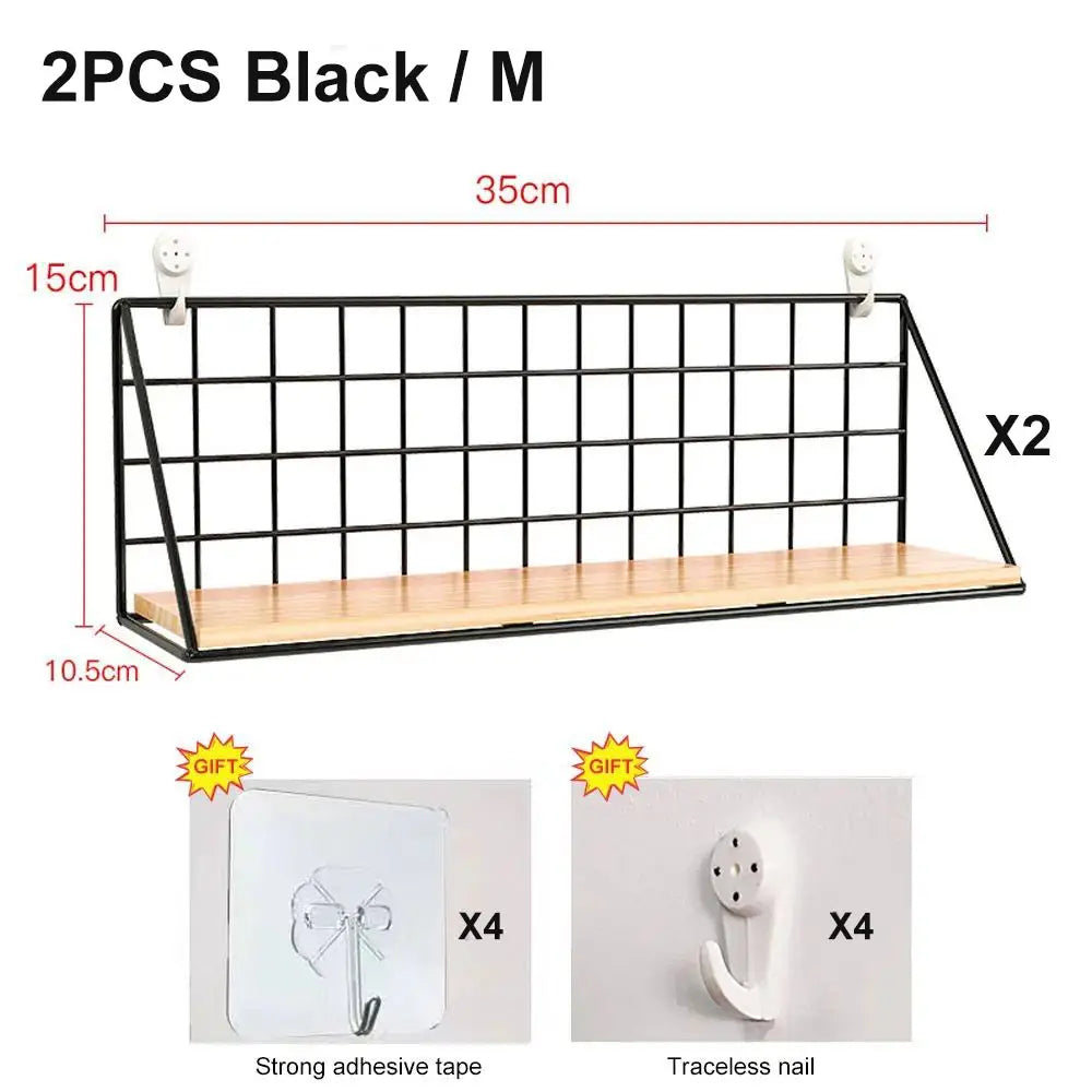 Wall Mounted Shelves Without Drilling Wood Hanging Shelf For Living Room Bedroom Storage Basket Wall Decoration Rack Organizers