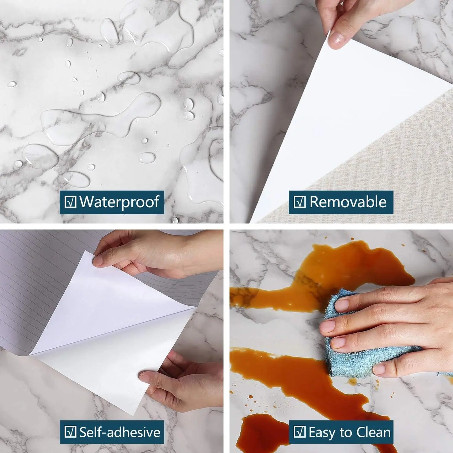 Marble Self-Adhesive Wallpaper – Waterproof Vinyl Contact Paper for Kitchen, Home Decor (40cm/55cm Width)