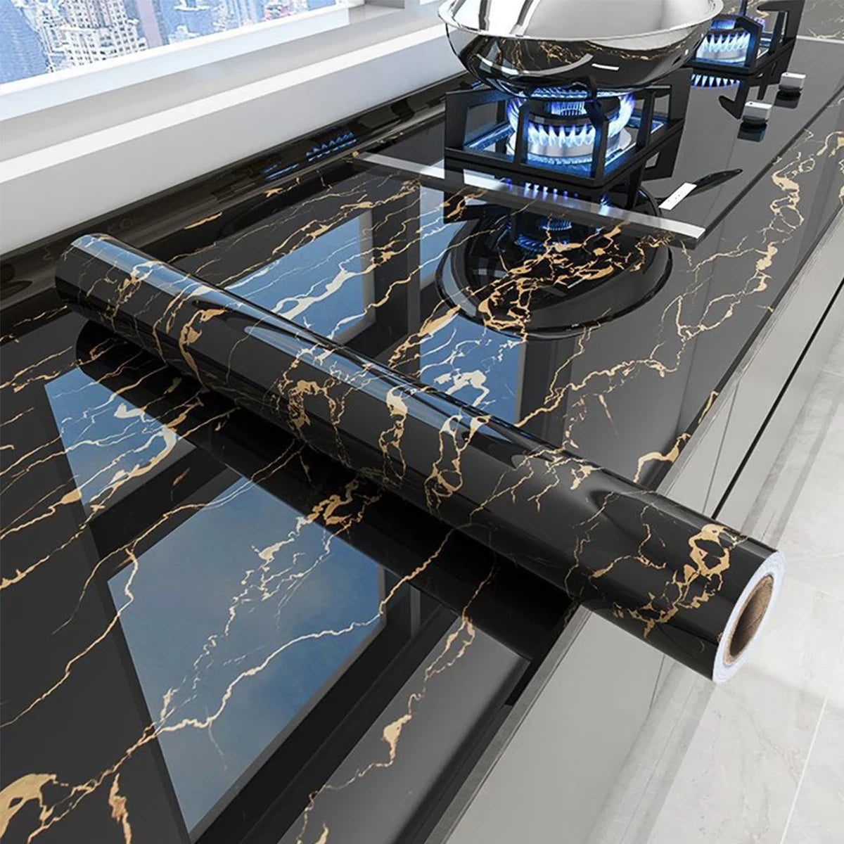 Marble Self-Adhesive Wallpaper – Waterproof Vinyl Contact Paper for Kitchen, Home Decor (40cm/55cm Width)