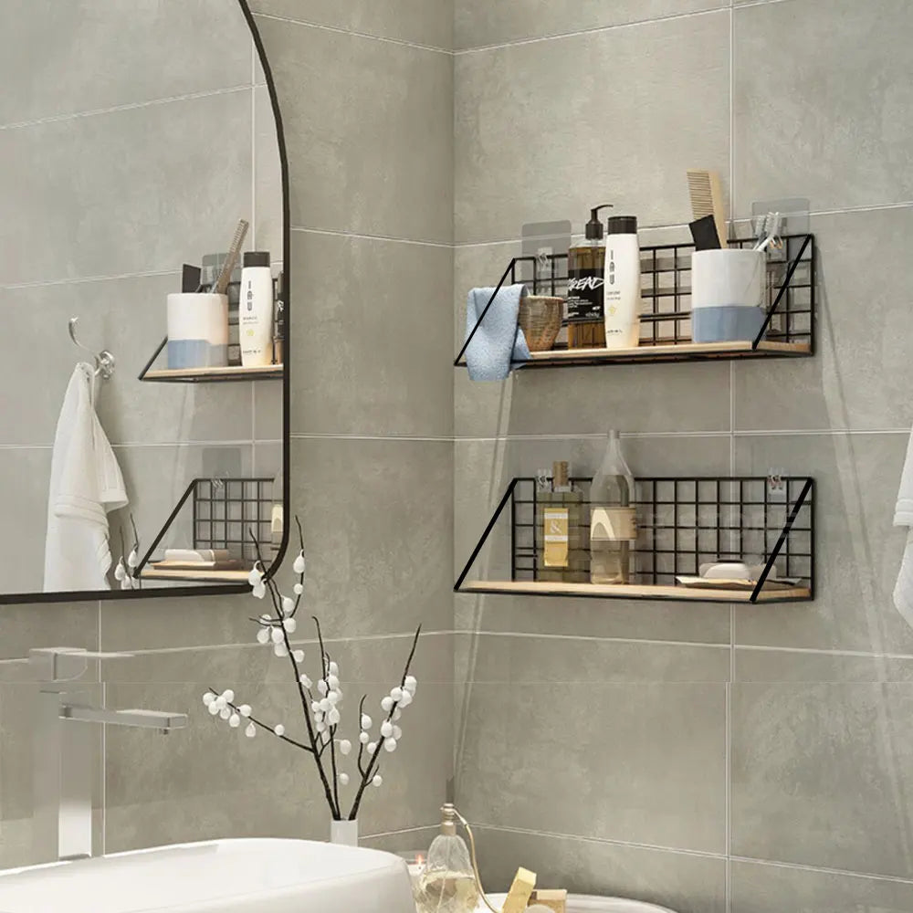 Wall Mounted Shelves Without Drilling Wood Hanging Shelf For Living Room Bedroom Storage Basket Wall Decoration Rack Organizers
