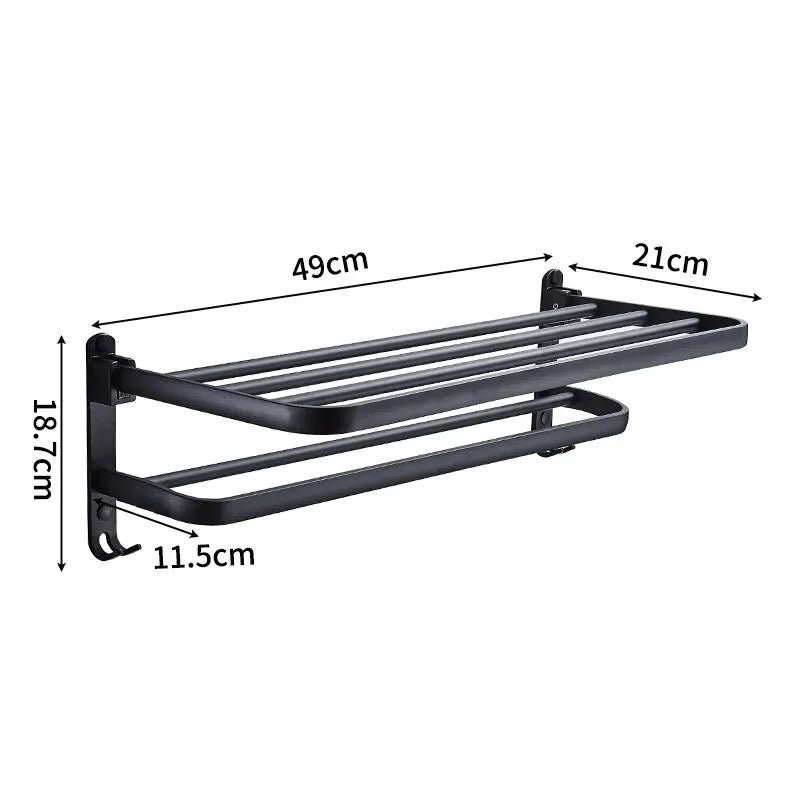 Onyx Duo – Premium Foldable Towel Rack Sophistication and Functionality for Your Space