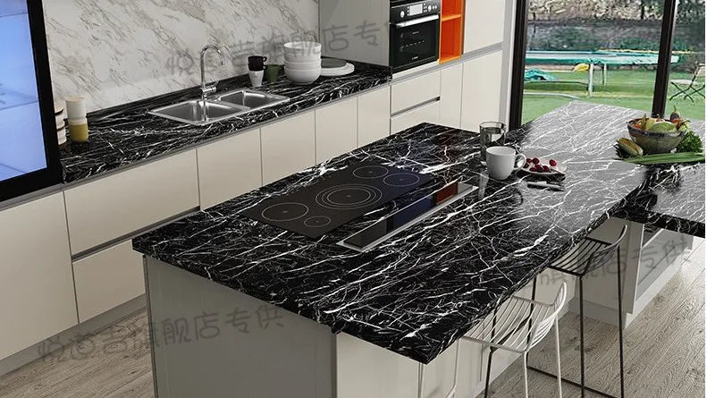 Black wood grain thickening wallpaper boeing film furniture kitchen cabinet pvc self-adhesive stickers kitchen vinyl wallpaper