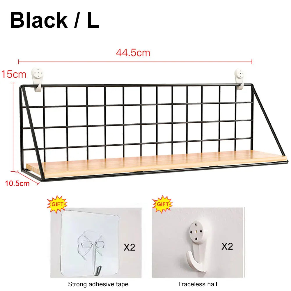Wall Mounted Shelves Without Drilling Wood Hanging Shelf For Living Room Bedroom Storage Basket Wall Decoration Rack Organizers