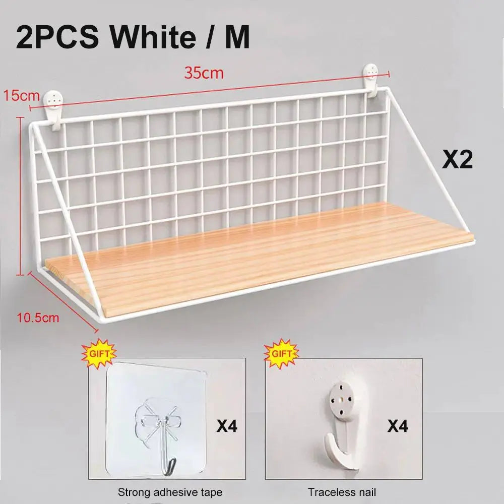 Wall Mounted Shelves Without Drilling Wood Hanging Shelf For Living Room Bedroom Storage Basket Wall Decoration Rack Organizers
