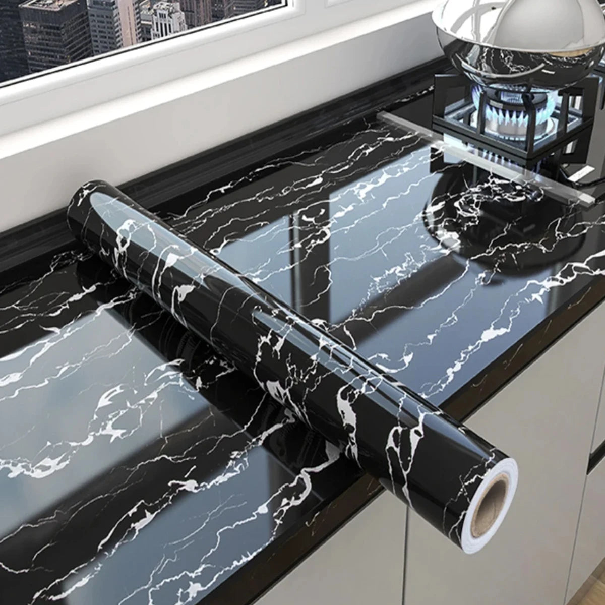 Marble Self-Adhesive Wallpaper – Waterproof Vinyl Contact Paper for Kitchen, Home Decor (40cm/55cm Width)