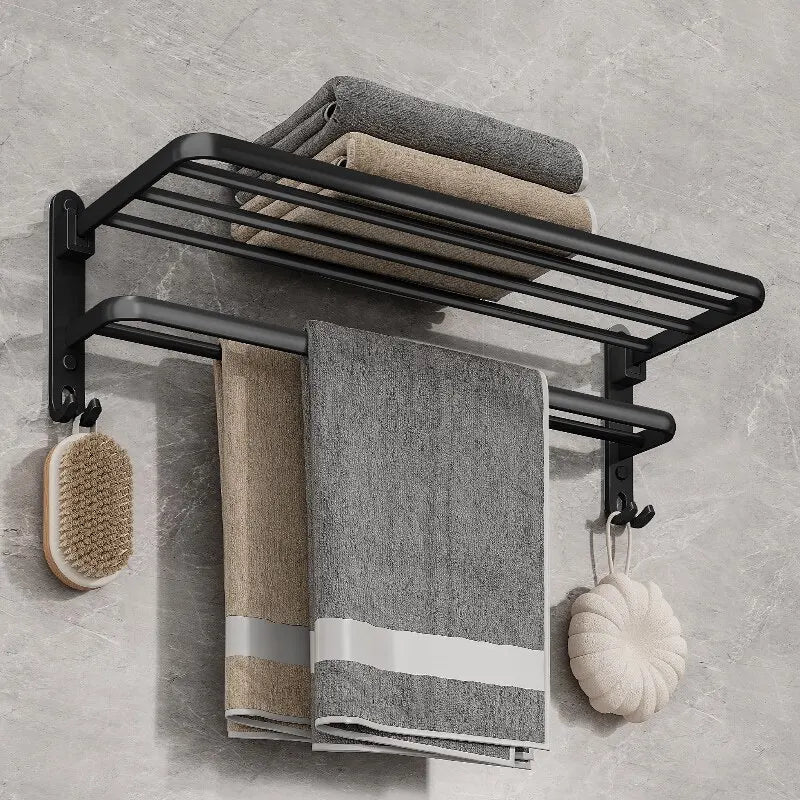 Onyx Duo – Premium Foldable Towel Rack Sophistication and Functionality for Your Space