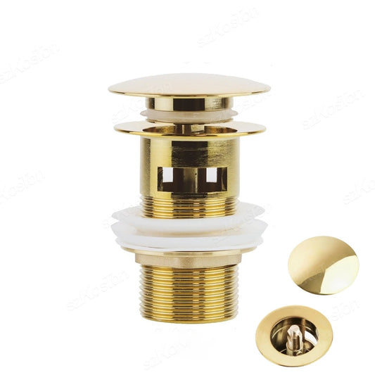 Gold Pop Up Drain Button Bathroom Sink Plug Drainer Siphon Waste Stopper Wash Basin Faucet Accessory Washbasin Pipe Black