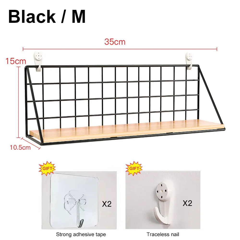 Wall Mounted Shelves Without Drilling Wood Hanging Shelf For Living Room Bedroom Storage Basket Wall Decoration Rack Organizers