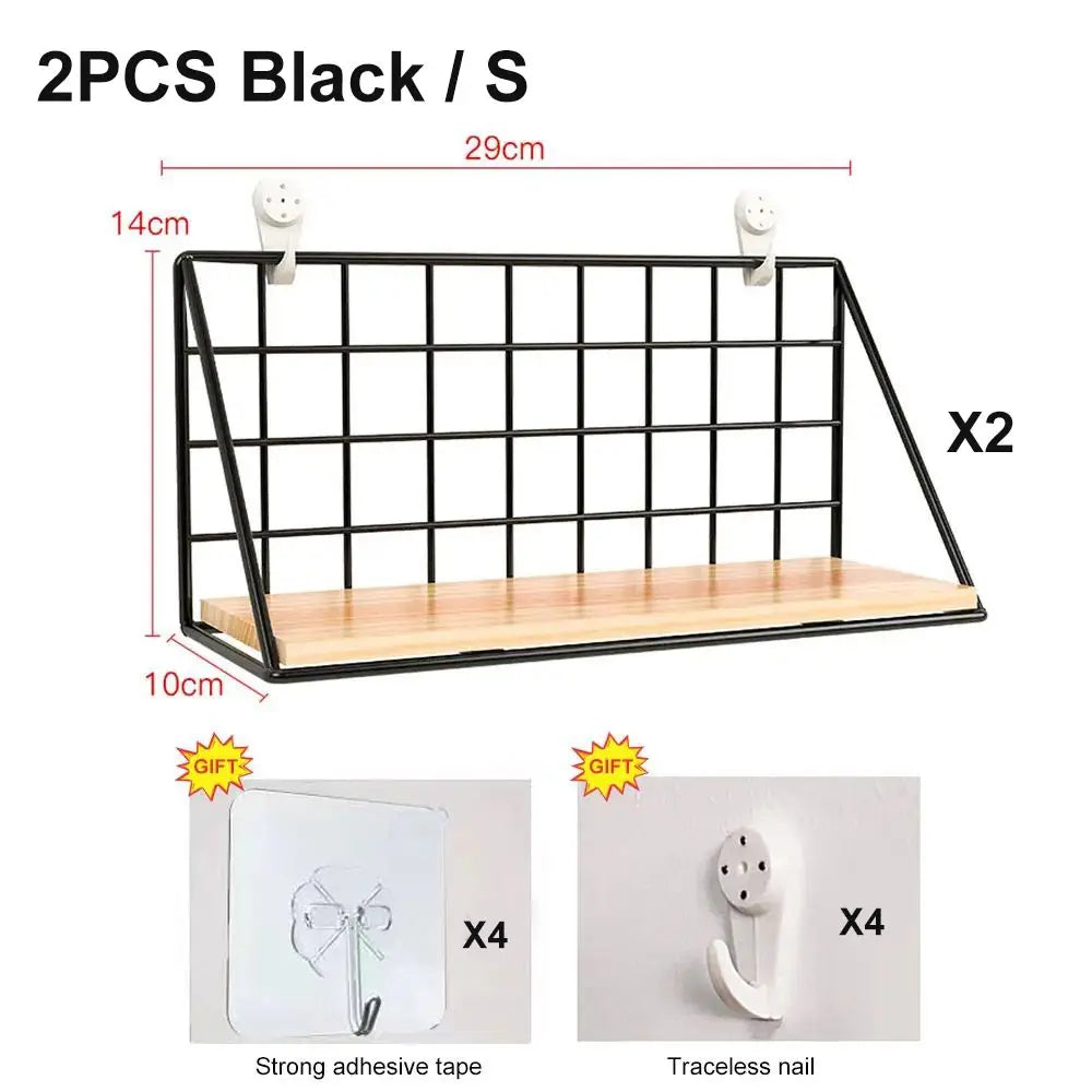 Wall Mounted Shelves Without Drilling Wood Hanging Shelf For Living Room Bedroom Storage Basket Wall Decoration Rack Organizers
