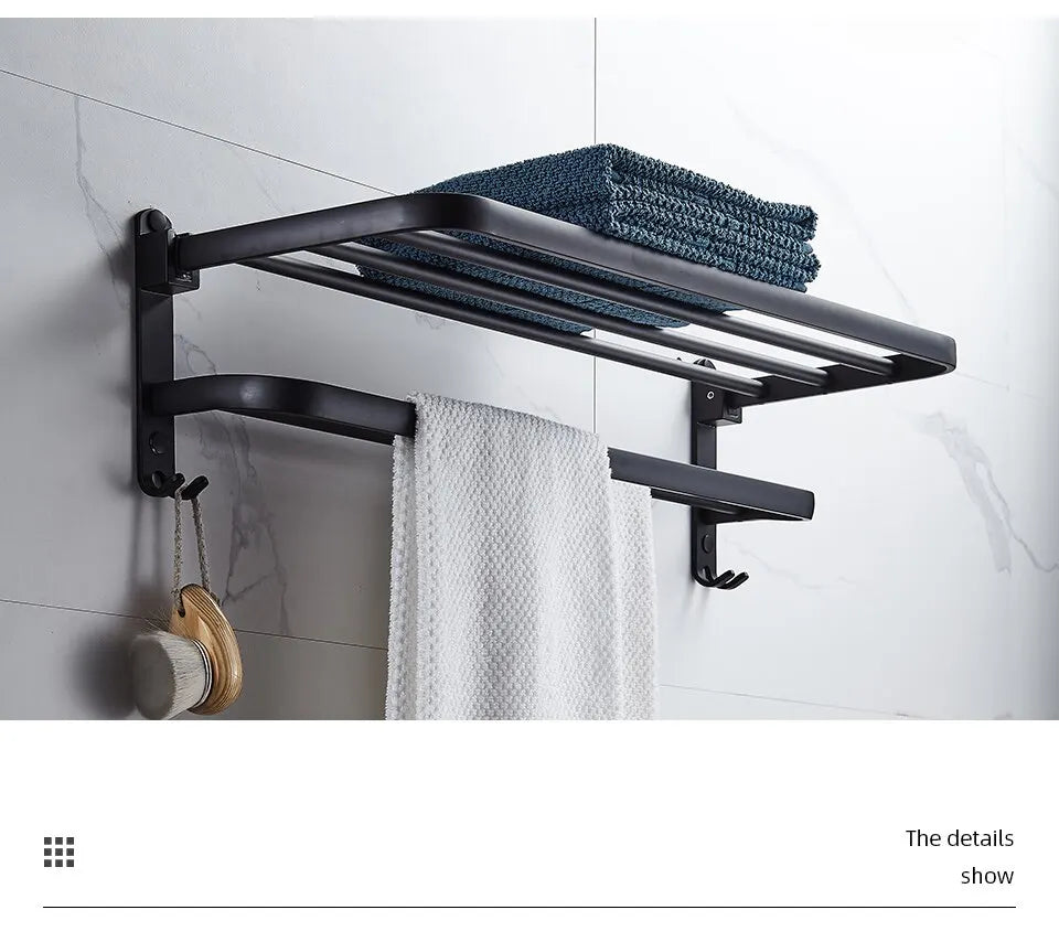 Onyx Duo – Premium Foldable Towel Rack Sophistication and Functionality for Your Space