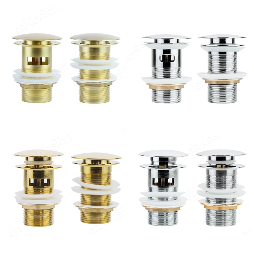 Gold Pop Up Drain Button Bathroom Sink Plug Drainer Siphon Waste Stopper Wash Basin Faucet Accessory Washbasin Pipe Black
