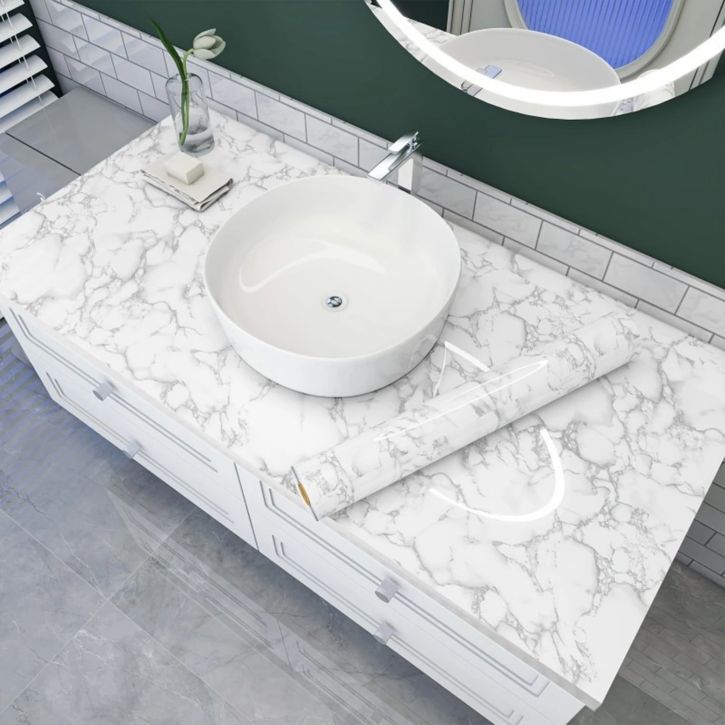 Marble Kitchen Oil-Proof Film Stove Waterproof Moisture-Proof Self-Adhesive Wallpaper Countertop Cabinet Renovation Tile Sticker