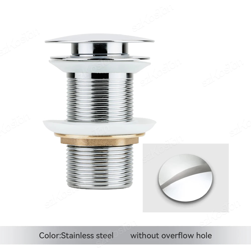 Gold Pop Up Drain Button Bathroom Sink Plug Drainer Siphon Waste Stopper Wash Basin Faucet Accessory Washbasin Pipe Black