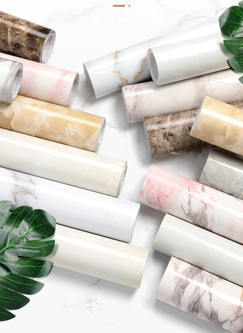 Wall Adhesive Wallpaper Width 80cm Waterproof Oil Proof Foil Marble Decor Sticker Kitchen Bathroom Renovation Decorative Paper