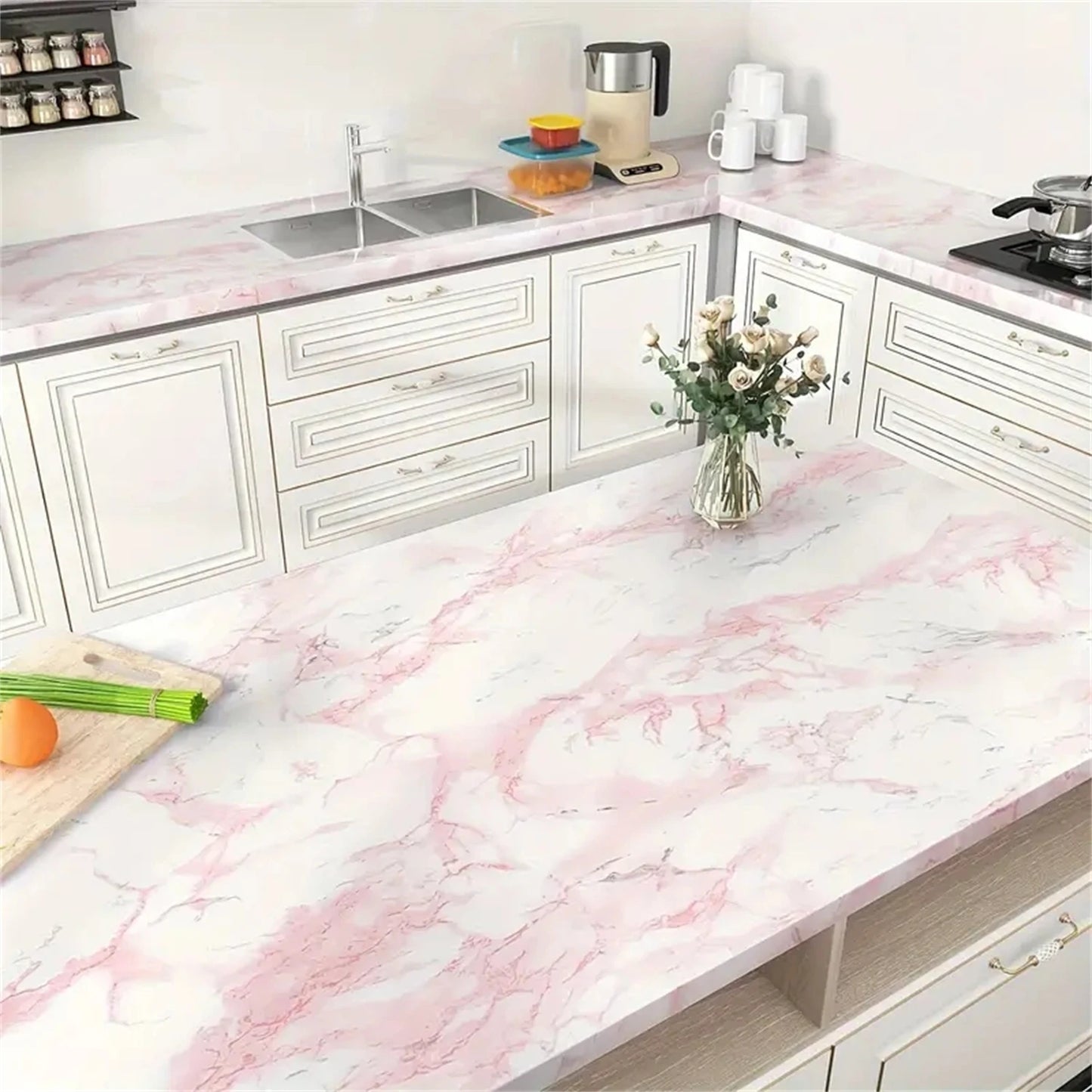 Marble Kitchen Oil-Proof Film Stove Waterproof Moisture-Proof Self-Adhesive Wallpaper Countertop Cabinet Renovation Tile Sticker