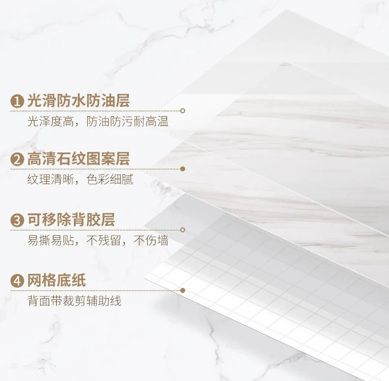 Wall Adhesive Wallpaper Width 80cm Waterproof Oil Proof Foil Marble Decor Sticker Kitchen Bathroom Renovation Decorative Paper