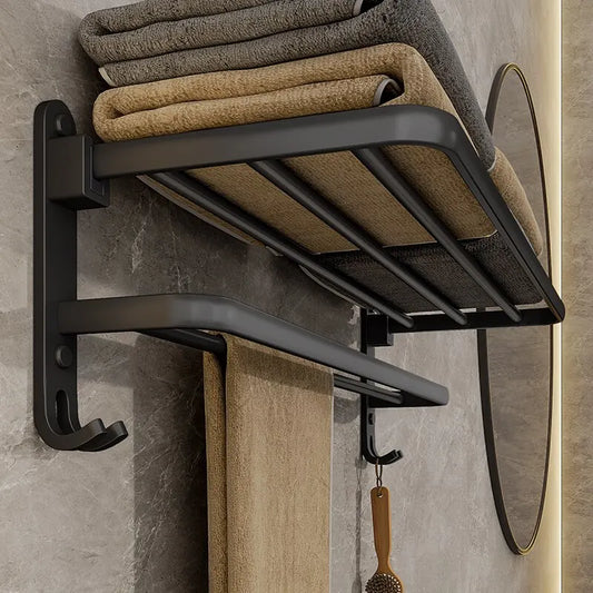 Onyx Duo – Premium Foldable Towel Rack Sophistication and Functionality for Your Space