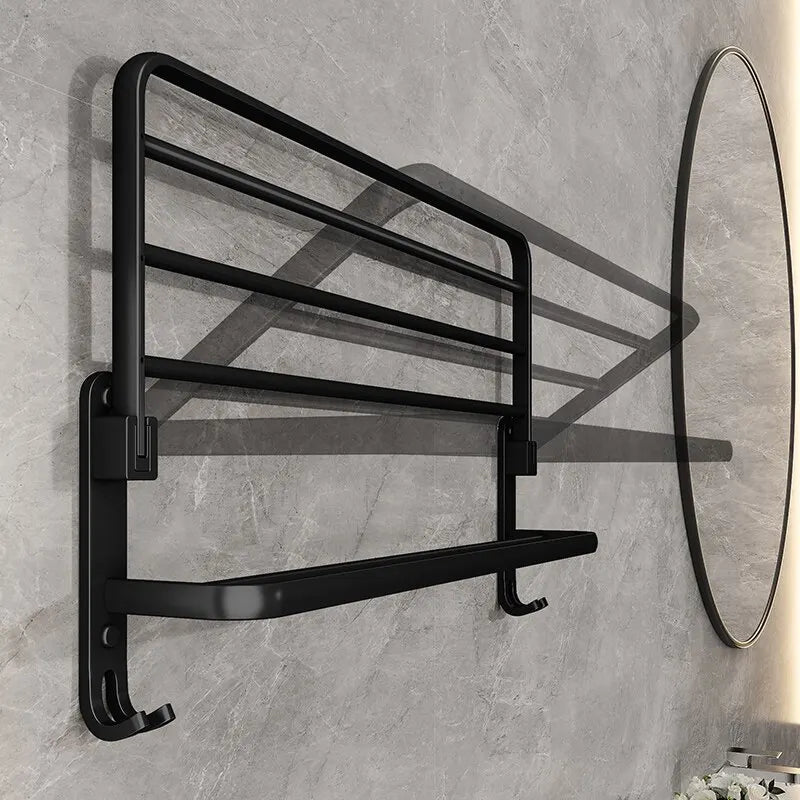 Onyx Duo – Premium Foldable Towel Rack Sophistication and Functionality for Your Space