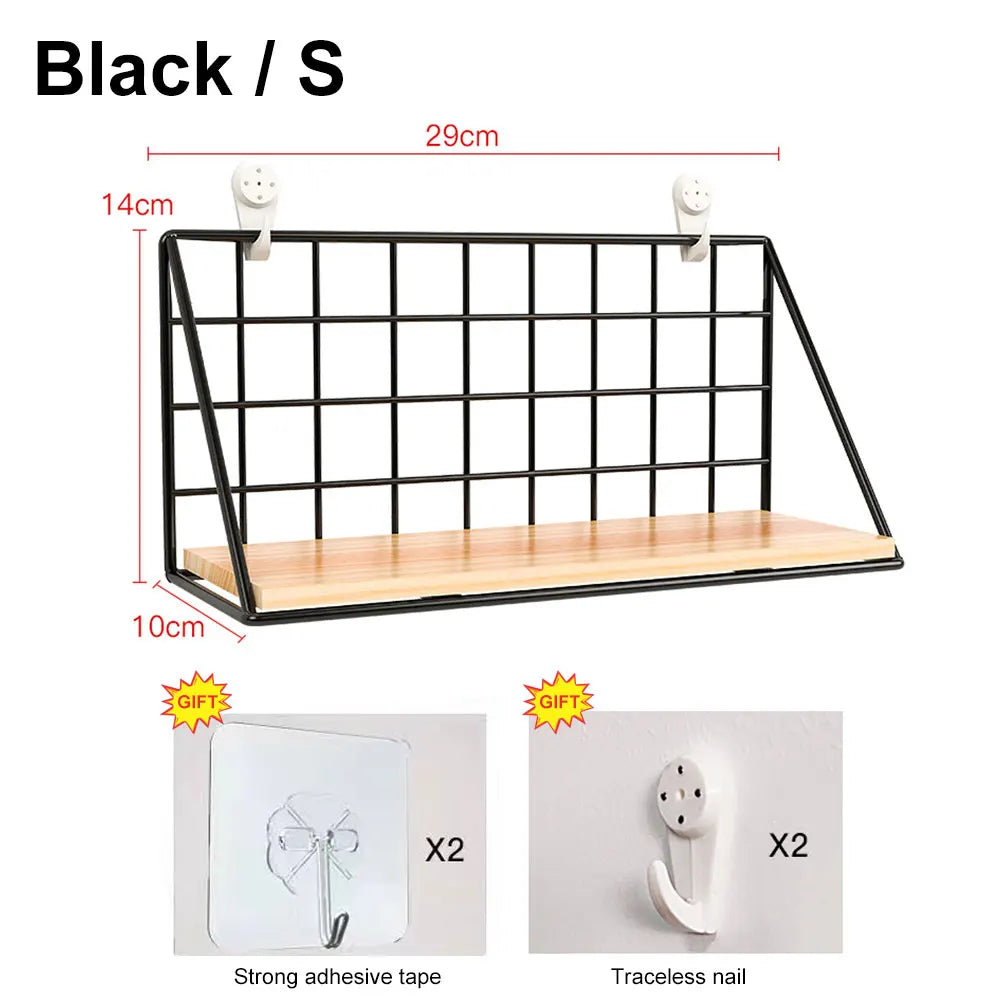 Wall Mounted Shelves Without Drilling Wood Hanging Shelf For Living Room Bedroom Storage Basket Wall Decoration Rack Organizers