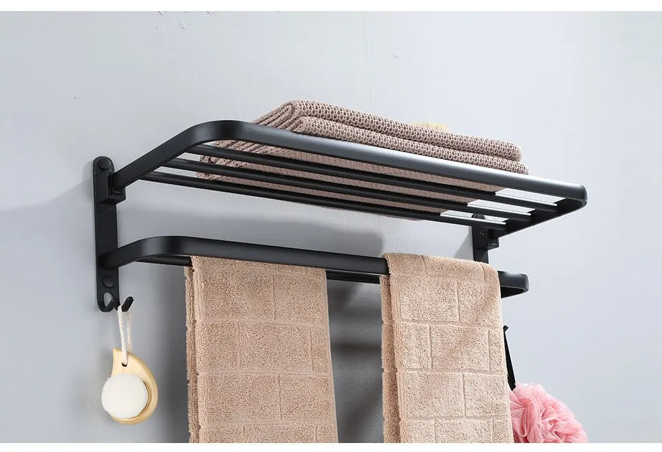 Onyx Duo – Premium Foldable Towel Rack Sophistication and Functionality for Your Space