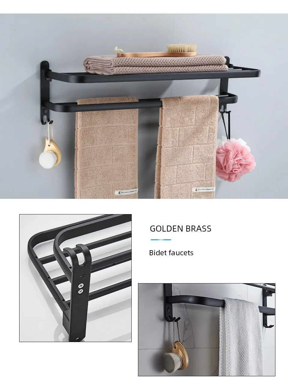 Onyx Duo – Premium Foldable Towel Rack Sophistication and Functionality for Your Space