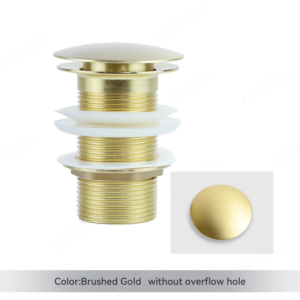 Gold Pop Up Drain Button Bathroom Sink Plug Drainer Siphon Waste Stopper Wash Basin Faucet Accessory Washbasin Pipe Black
