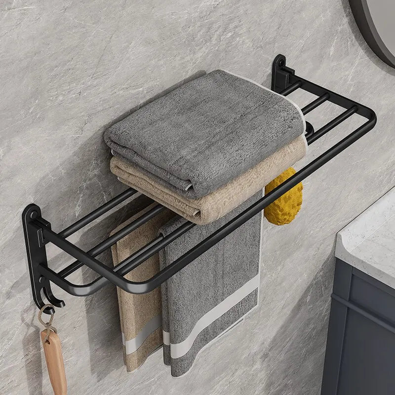 Onyx Duo – Premium Foldable Towel Rack Sophistication and Functionality for Your Space