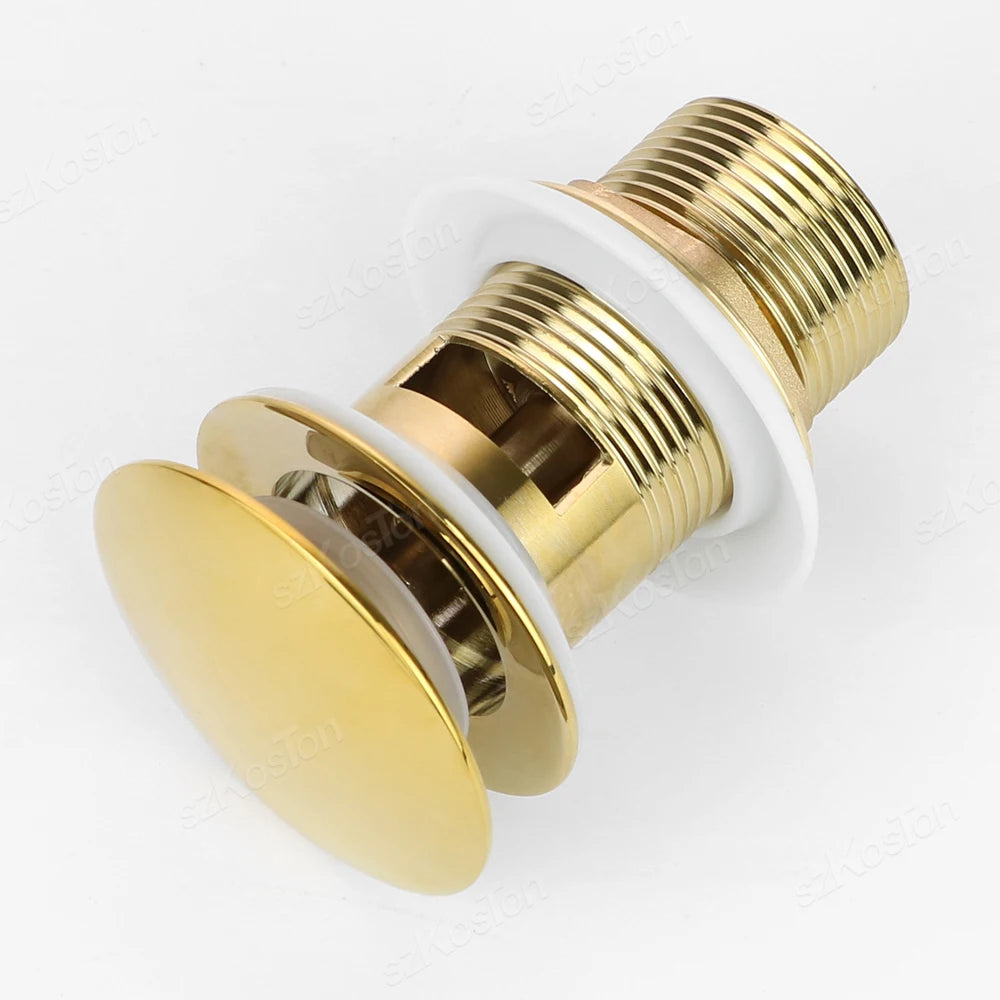 Gold Pop Up Drain Button Bathroom Sink Plug Drainer Siphon Waste Stopper Wash Basin Faucet Accessory Washbasin Pipe Black