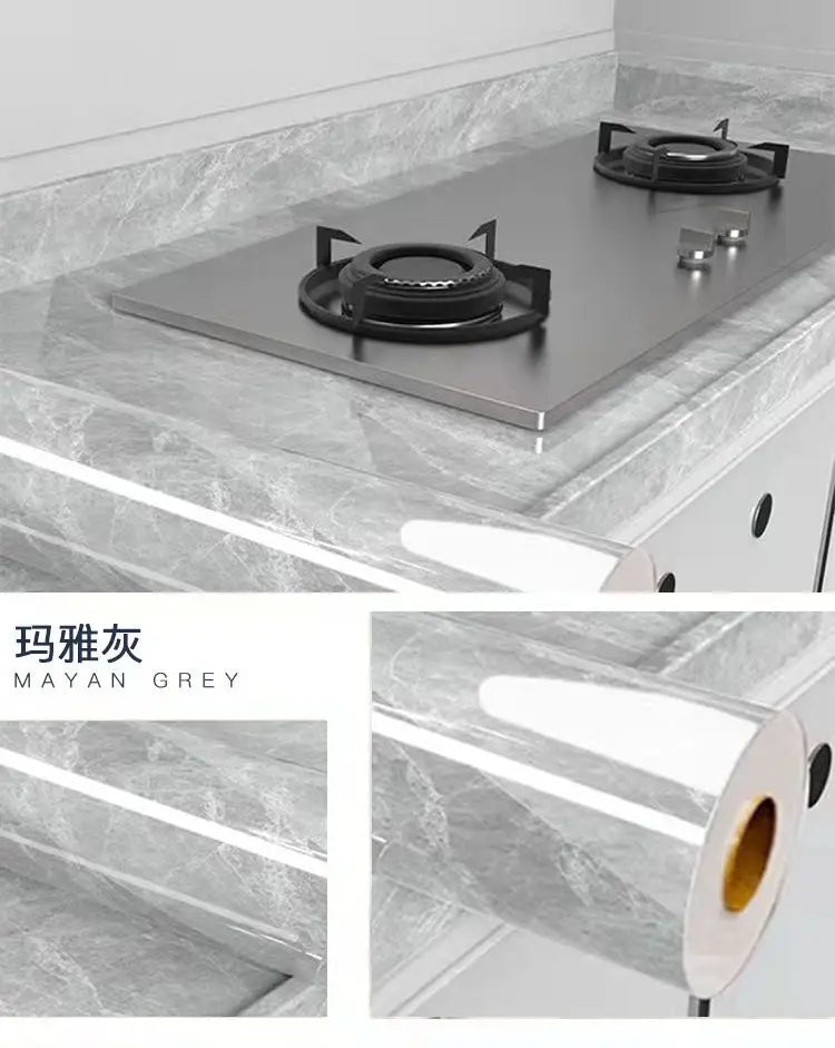 Wall Adhesive Wallpaper Width 80cm Waterproof Oil Proof Foil Marble Decor Sticker Kitchen Bathroom Renovation Decorative Paper