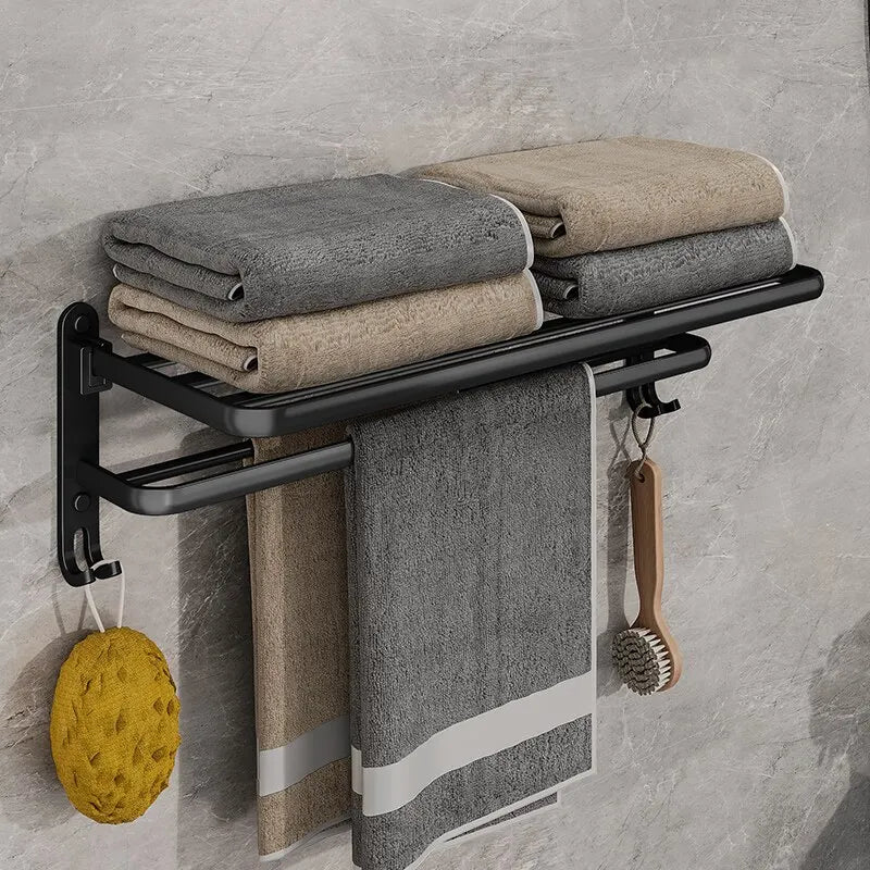 Onyx Duo – Premium Foldable Towel Rack Sophistication and Functionality for Your Space