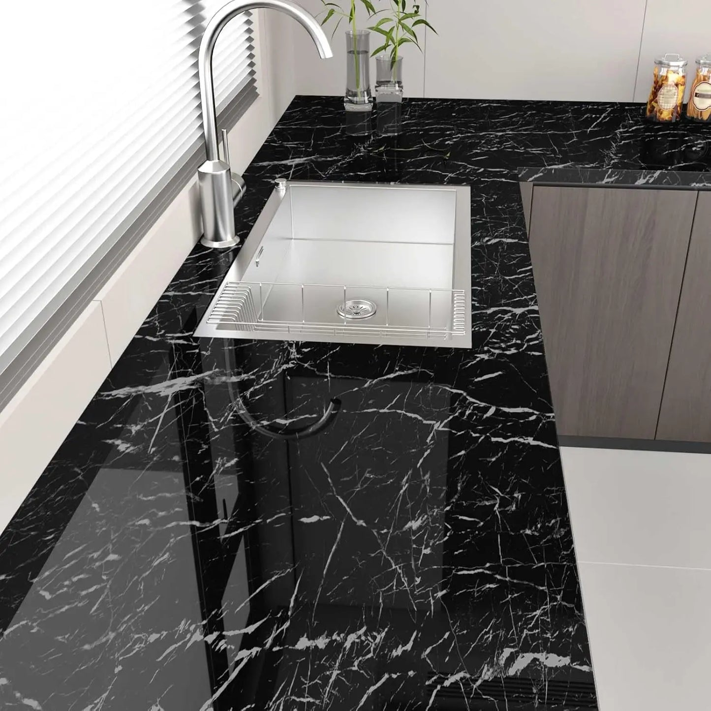Marble Self-Adhesive Wallpaper – Waterproof Vinyl Contact Paper for Kitchen, Home Decor (40cm/55cm Width)