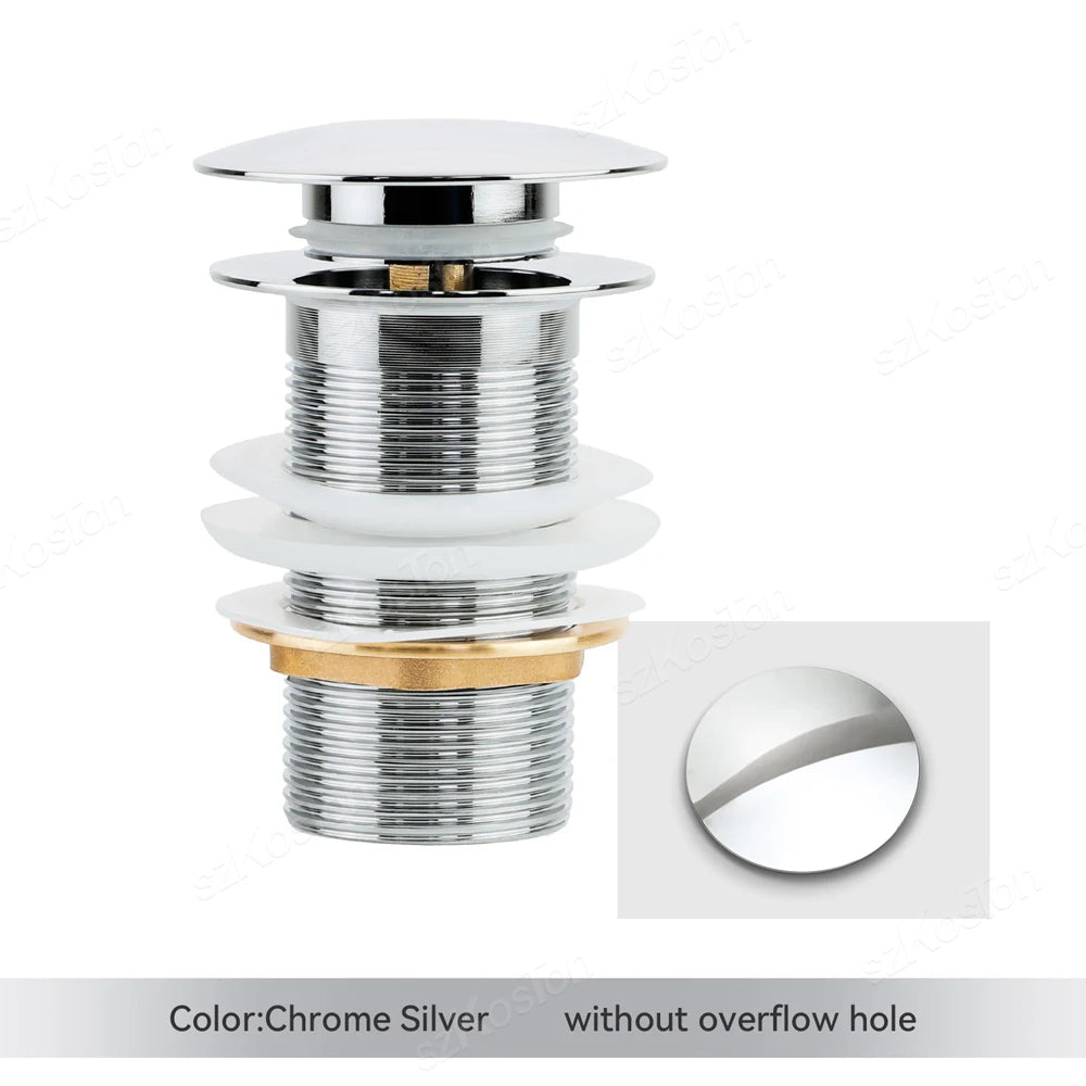Gold Pop Up Drain Button Bathroom Sink Plug Drainer Siphon Waste Stopper Wash Basin Faucet Accessory Washbasin Pipe Black