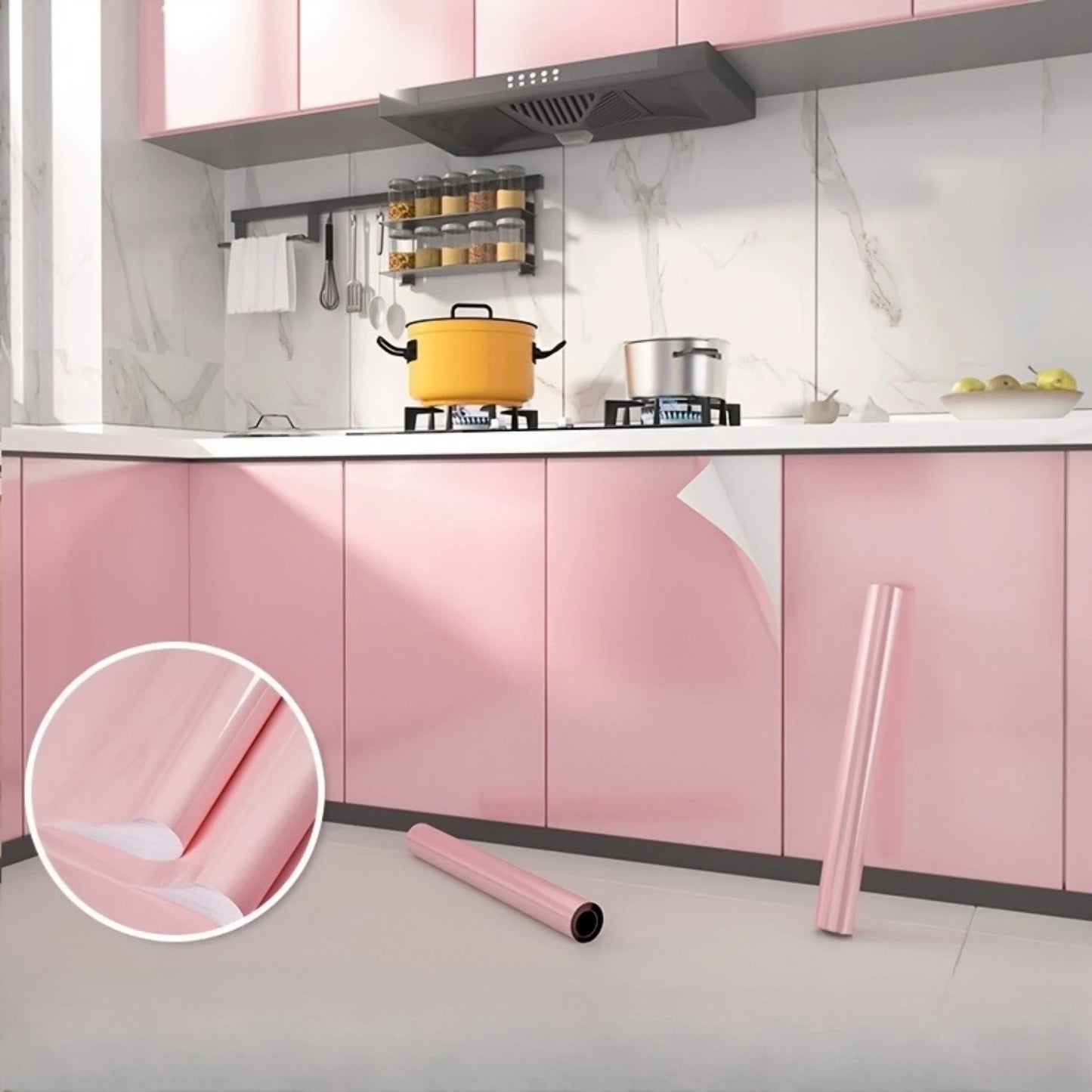 Marble Kitchen Oil-Proof Film Stove Waterproof Moisture-Proof Self-Adhesive Wallpaper Countertop Cabinet Renovation Tile Sticker